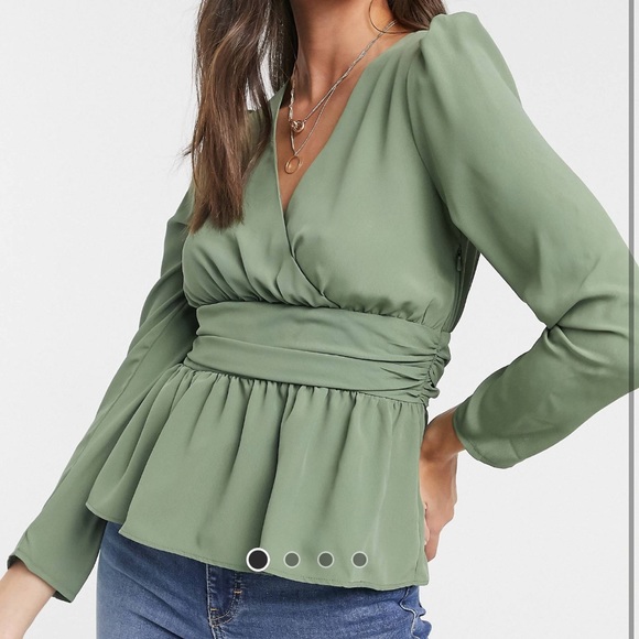 Sage Asos Waist Detail Top - Picture 1 of 4